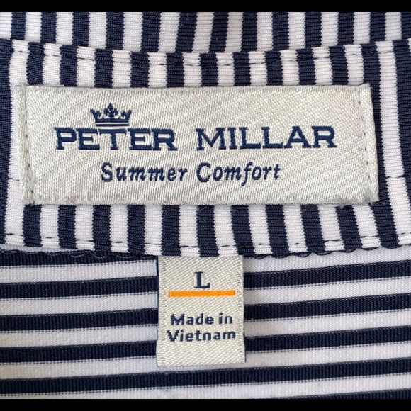 PETER MILLAR Men’s Large Polo Shirt Striped - Picture 10 of 12